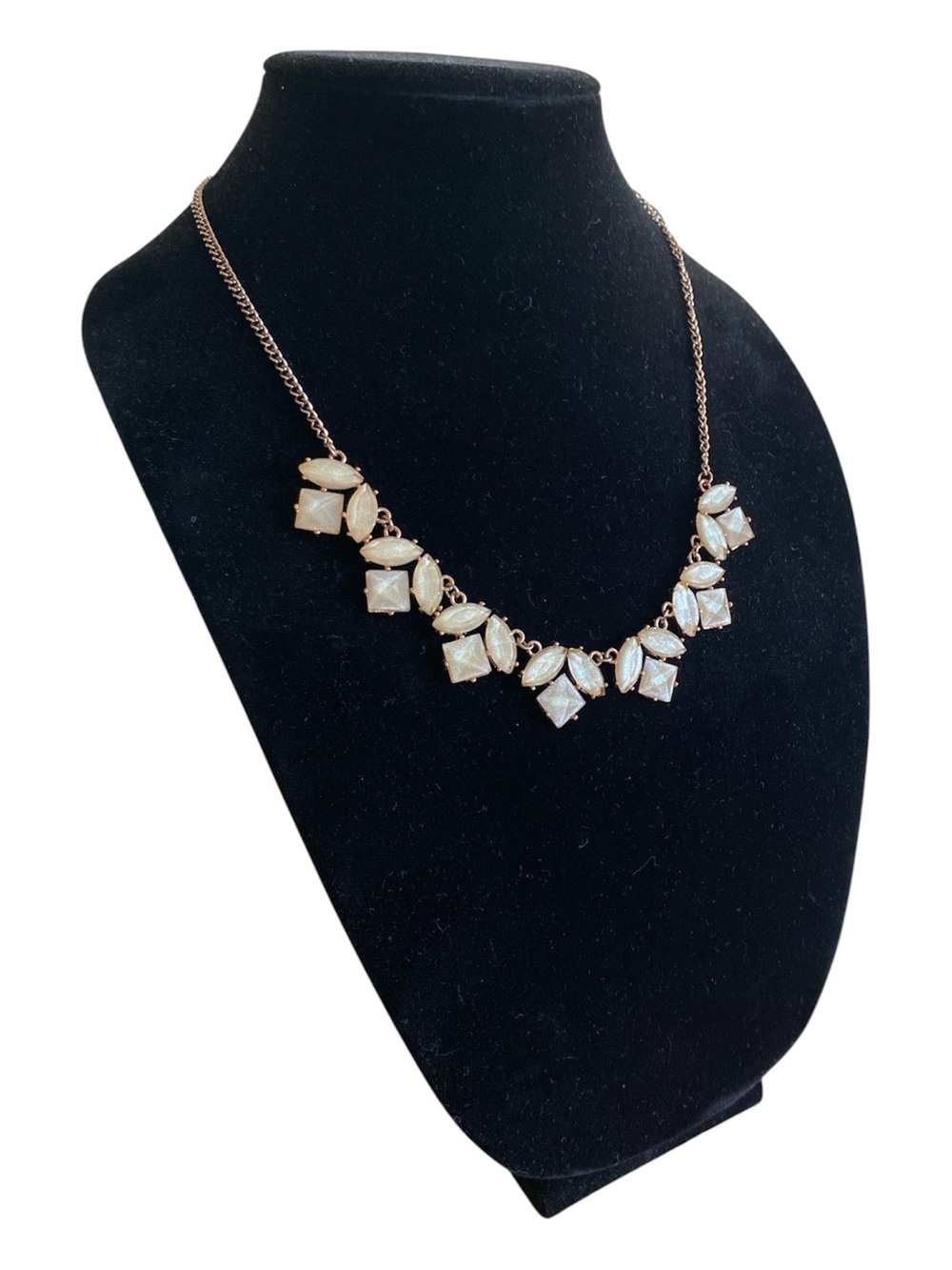 Ardene Rose-gold Tone 19" Adjustable Cream Sparkle Statement Necklace